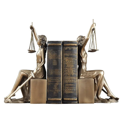 European Antique Justice Goddess Bookends