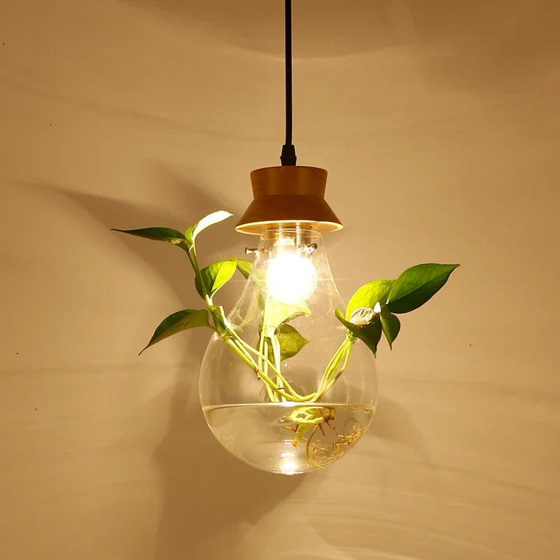 Glass Pendant Plant Light