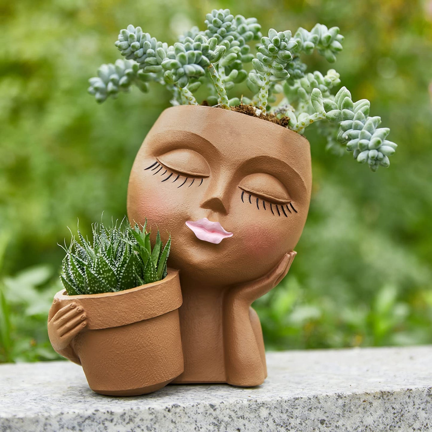 Cute Little Girl With Her Pot Flower Planter