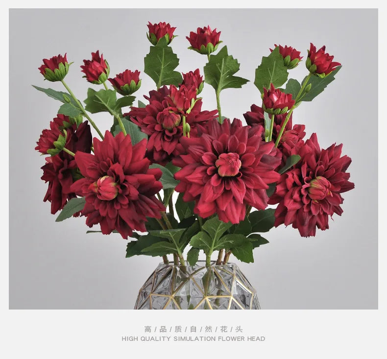 NordDahl Triple Bloom Artificial Dahlia Stem