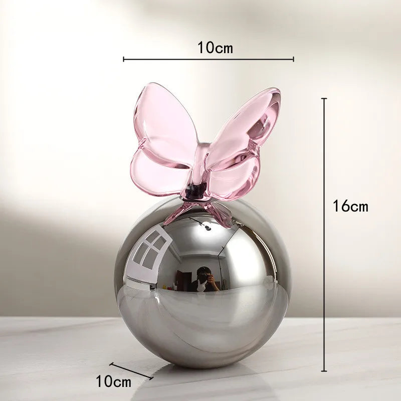 Modern Glass Butterfly and Planet Ball Ornaments