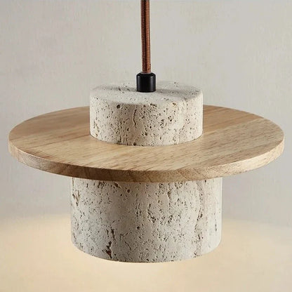 Vintage Stone Wood Pendant Lamp