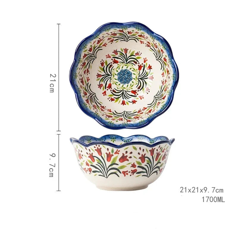 Hand-painted Floral Ceramic Bowl