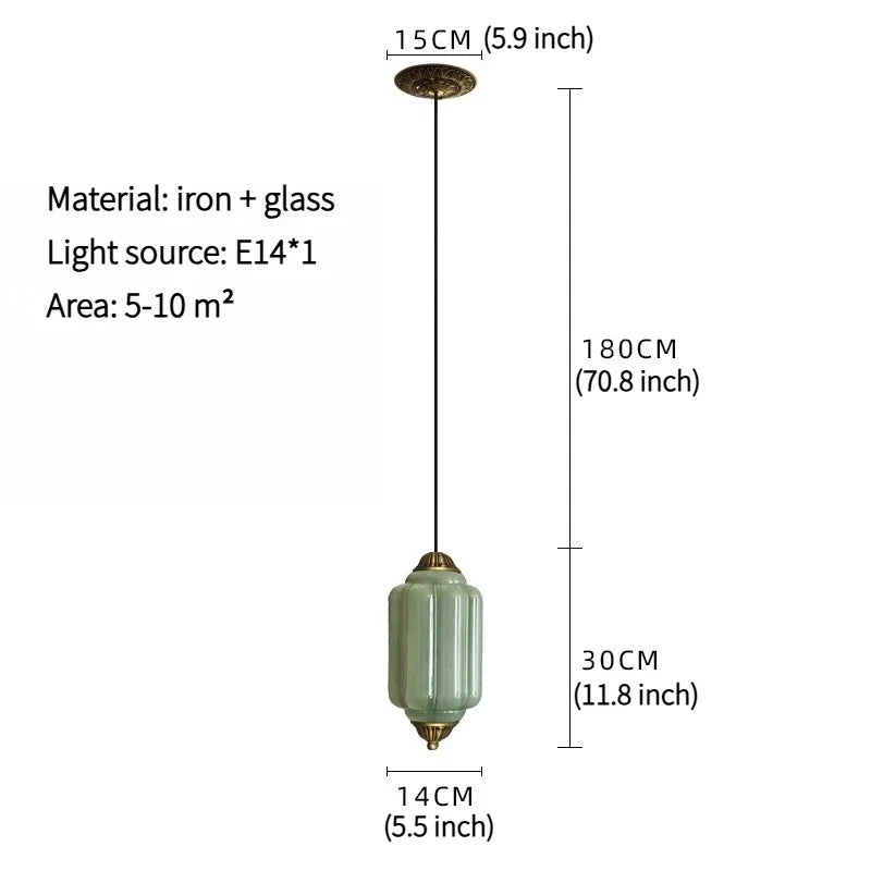 Suspension vintage en verre strié