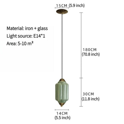 Suspension vintage en verre strié