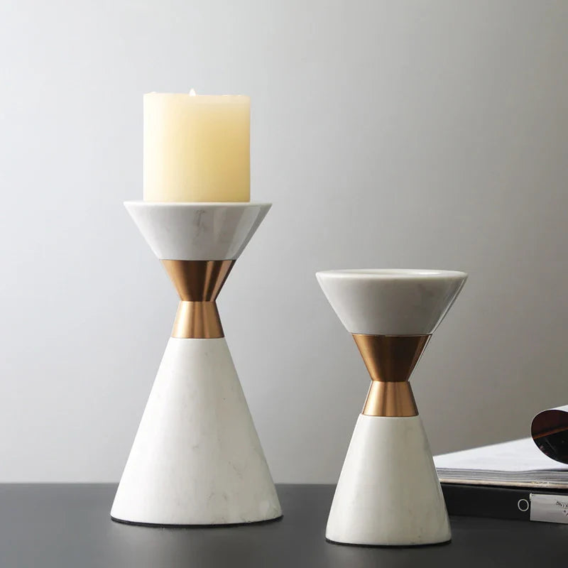 Modern Geometric Marble Candle Holder