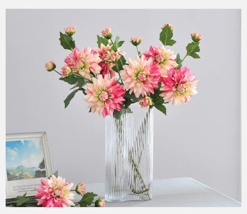 NordDahl Triple Bloom Artificial Dahlia Stem
