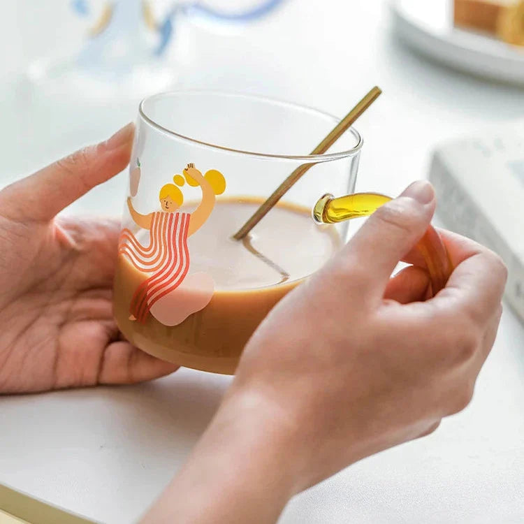 Tasse à café en verre artistique ludique