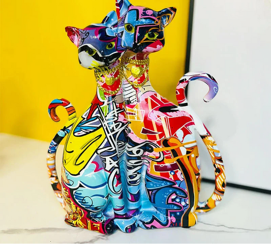 Abstrakte Graffiti-Katzenpaarfigur
