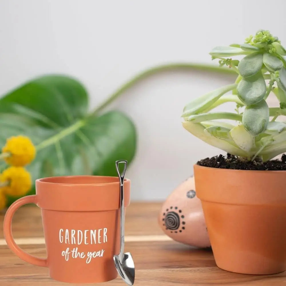 Gardener Of The Year Plant Pot Mug with Shovel Spoon