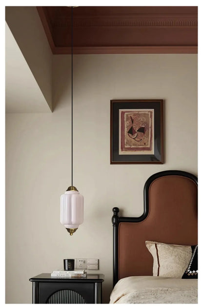 Suspension vintage en verre strié