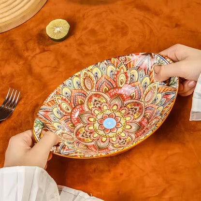 Bohemian Mandala Ceramic Serving Bowls