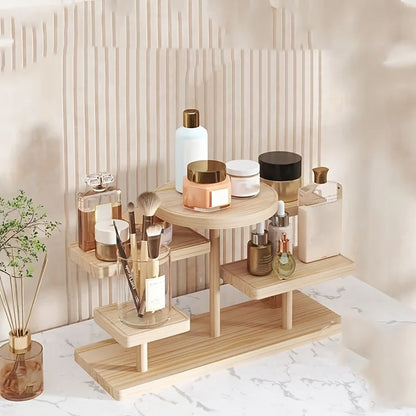 Multi-Tier Wooden Vanity Organizer Shelf