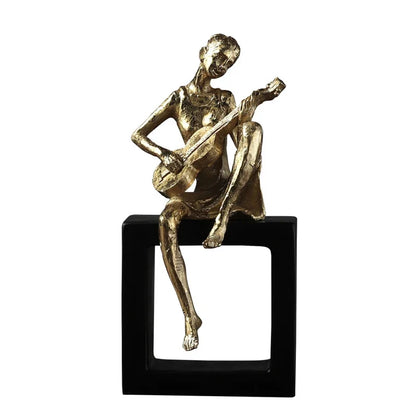 Musician Resin Figurine Statue for Desk and Room Décor