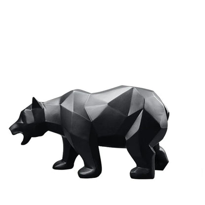 Geometric Black Bear Resin Statue