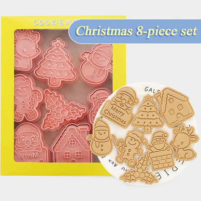 Molde de galletas navideñas 3D de 8 piezas