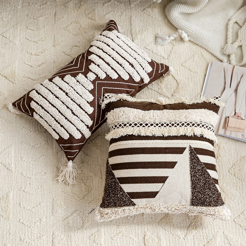 Coffee Ivory Boho Cushion Covers