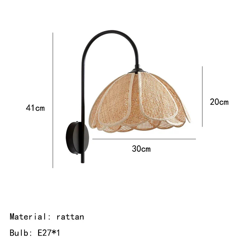 Rattan Floral Wall Lamp