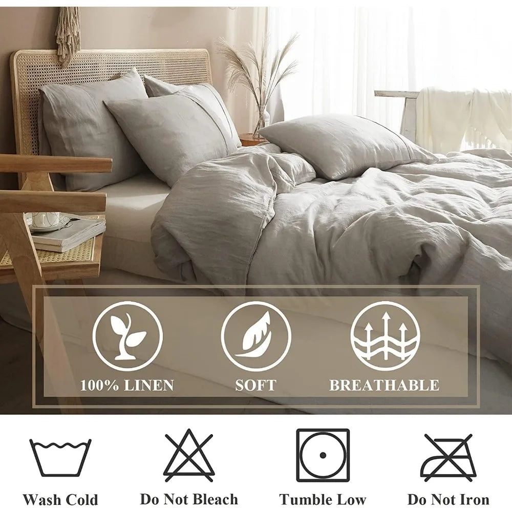 Cream Linen Duvet Cover Set