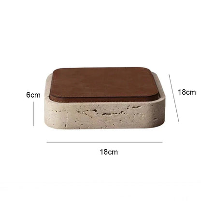 Luxury Travertine Jewelry Box with Lid