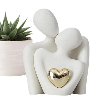 Elegant Couple Figurine with Gold Heart