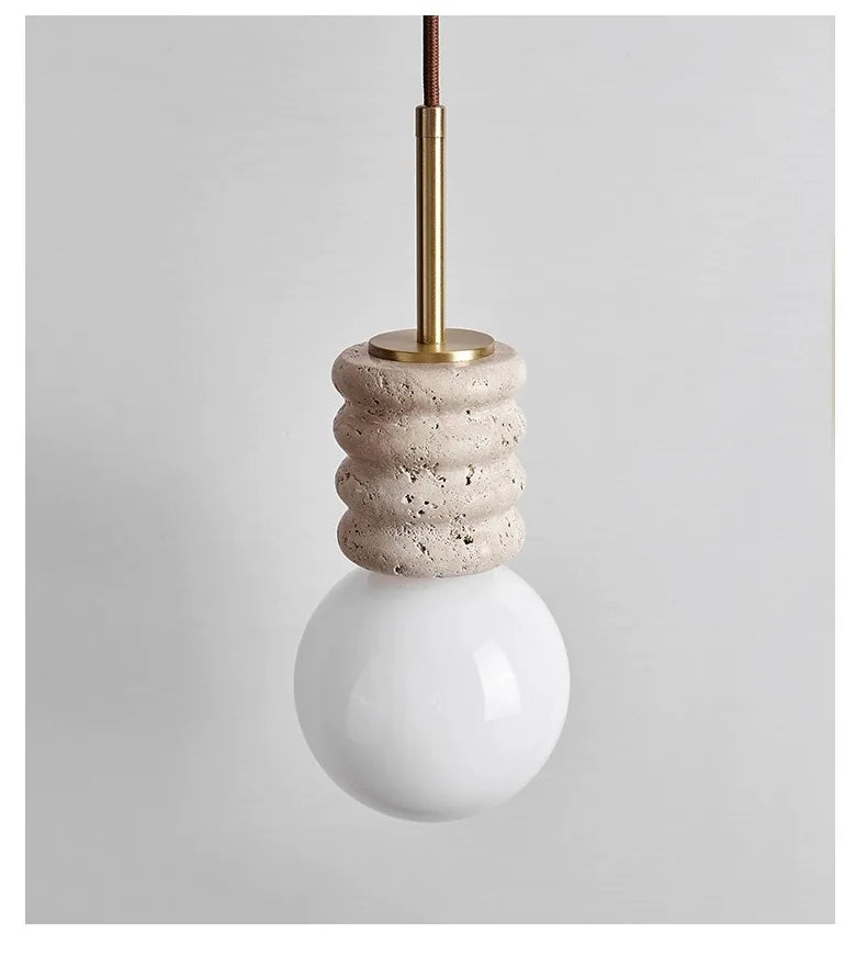 Lampada a sospensione moderna in travertino beige