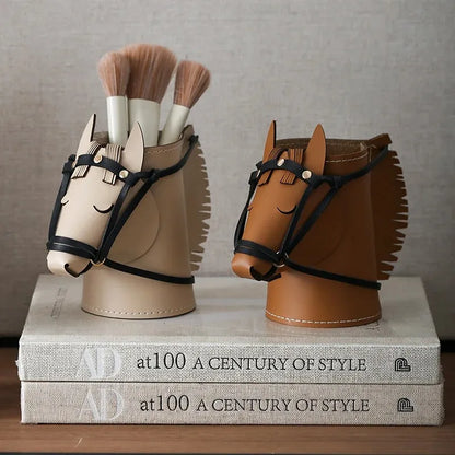 Leather Horse-Head Storage Box – Luxury Decorative Desk Organizer Bedroom Living Room Make Up Organizer Organizer Storage