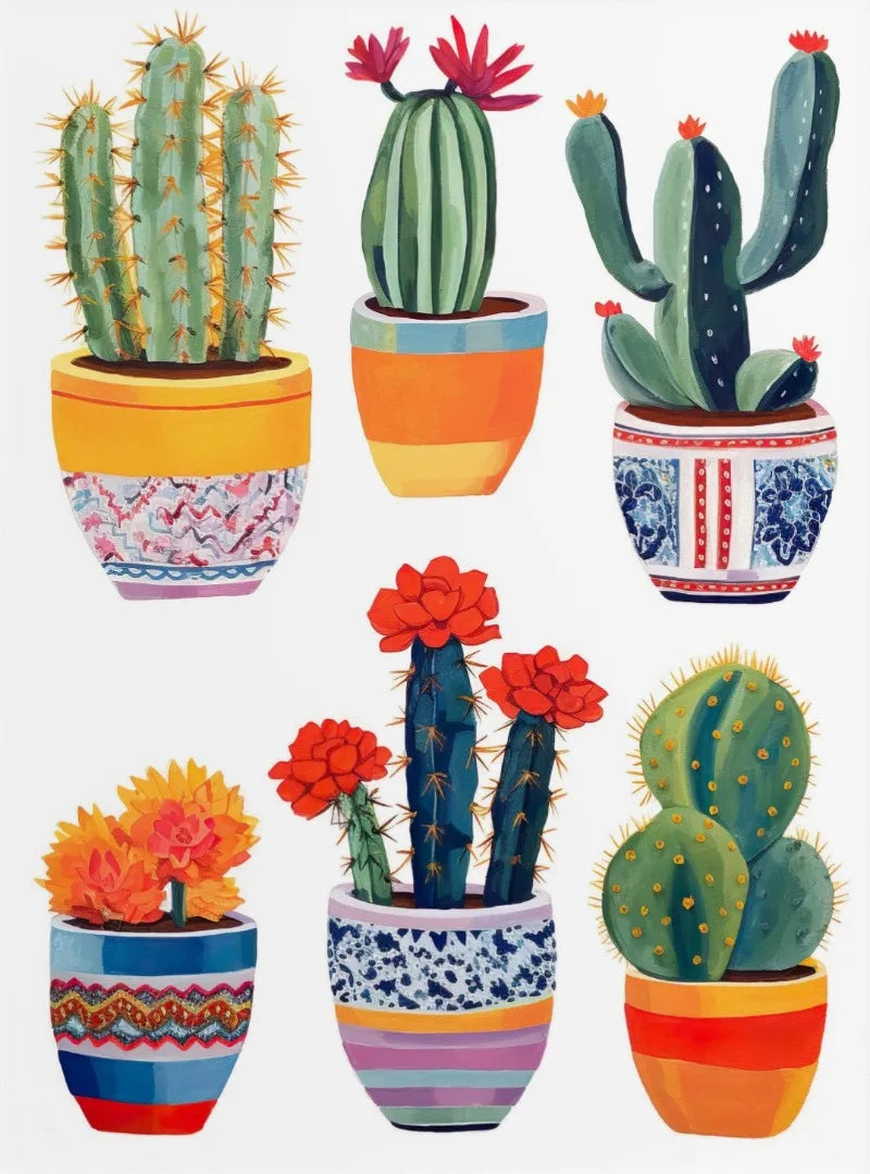 Cactus Bloom Collection Canvas Wall Art