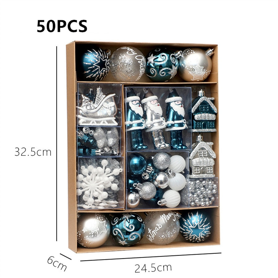 50pcs Painted Mixed Christmas Ball Set