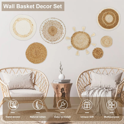 WovenHaven – Rustic Farmhouse Basket Wall Set (7pcs)