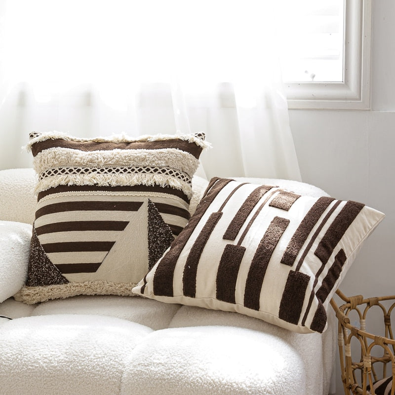 Coffee Ivory Boho Cushion Covers