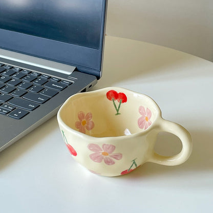 Vintage Floral Ceramic Coffee Mug