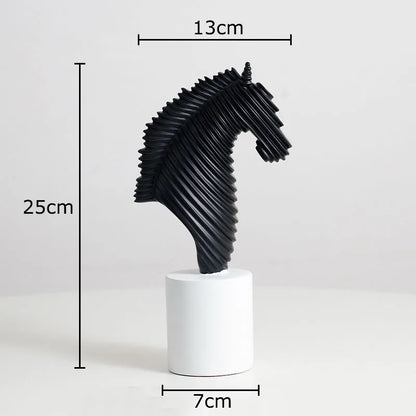 Abstract Striped Horse Head Statue