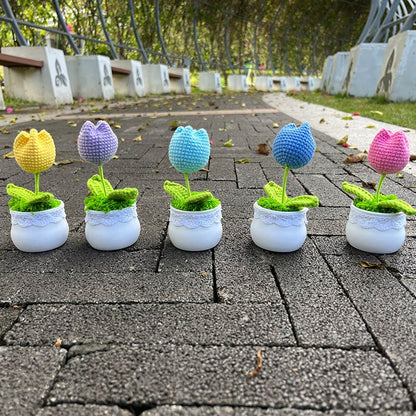 Hand Knitted Mini Potted Tulips