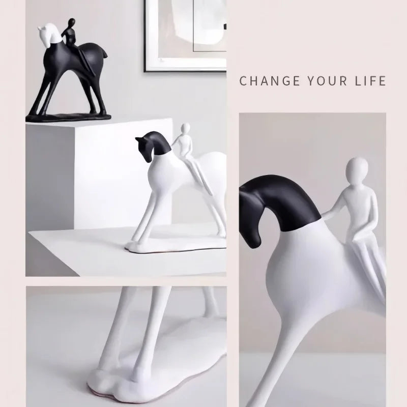 Nordic Abstract Horse & Rider Figurine