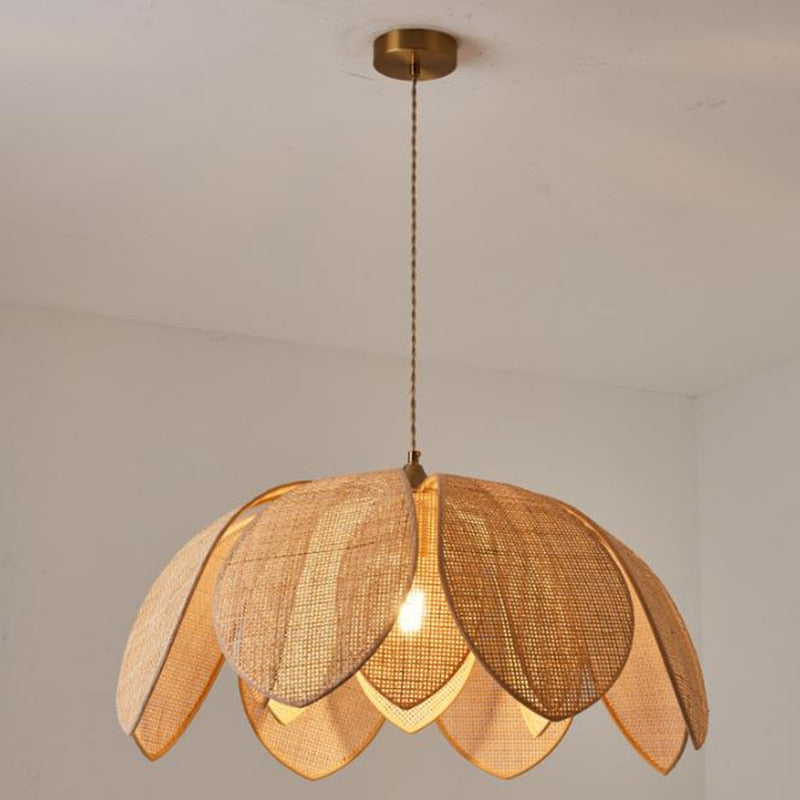 Lotus Petals Rattan Pendant Light