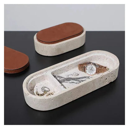 Luxury Travertine Jewelry Box with Lid