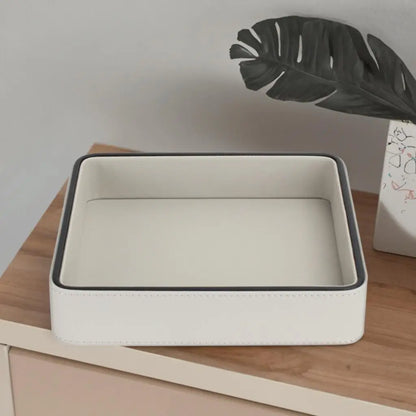 PU Leather Valet Tray for Entryway, Jewelry, and Desk Organization
