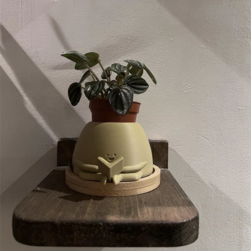 Cute Reading Book Pot