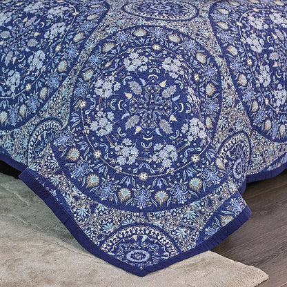 Blue Medalion Bedspread Set