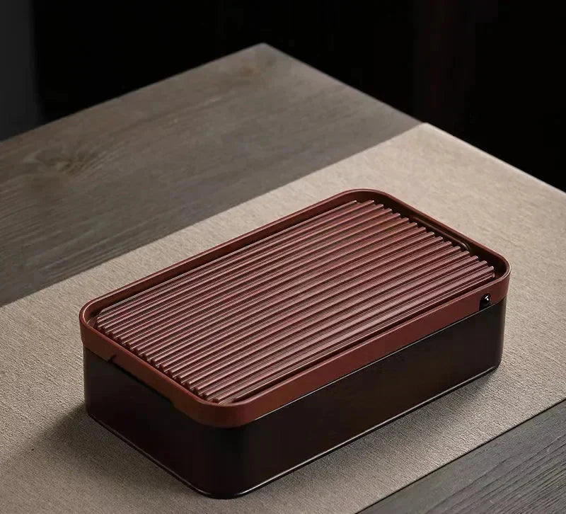 Multifunctional Bamboo Tea Tray with Drainage