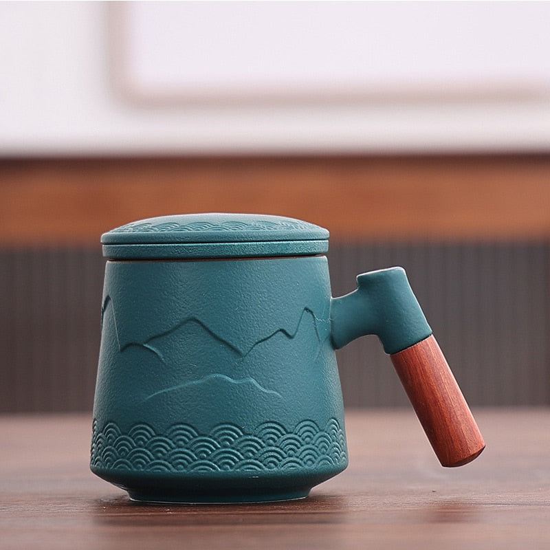 Ceramic Tea Mug with Infuser and Lid