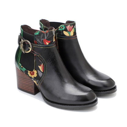 Floral Buckle Chelsea Boots