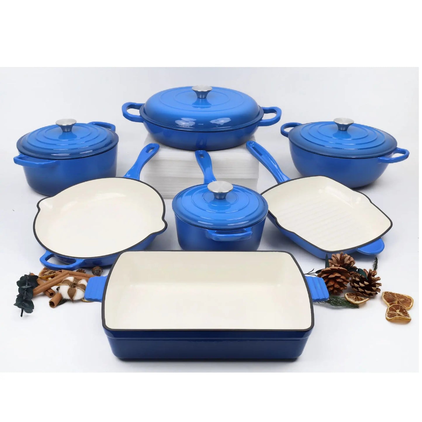 AuraNest™ 11-Piece Cast Iron Cookware Set