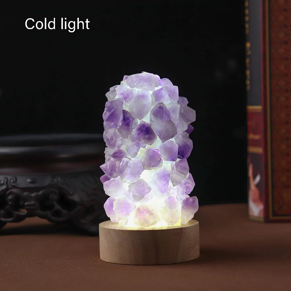 Crystal Wishing Lamp with Natural Amethyst