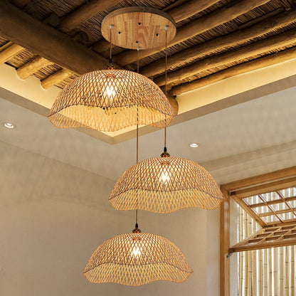 Bamboo Weaving Pendant Light Set