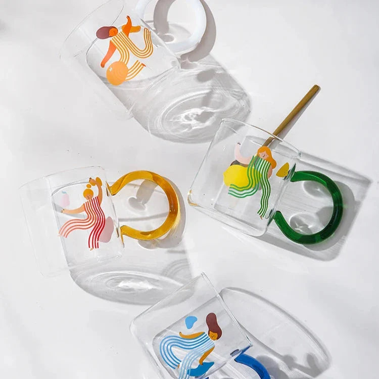 Tasse à café en verre artistique ludique