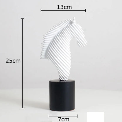 Abstract Striped Horse Head Statue