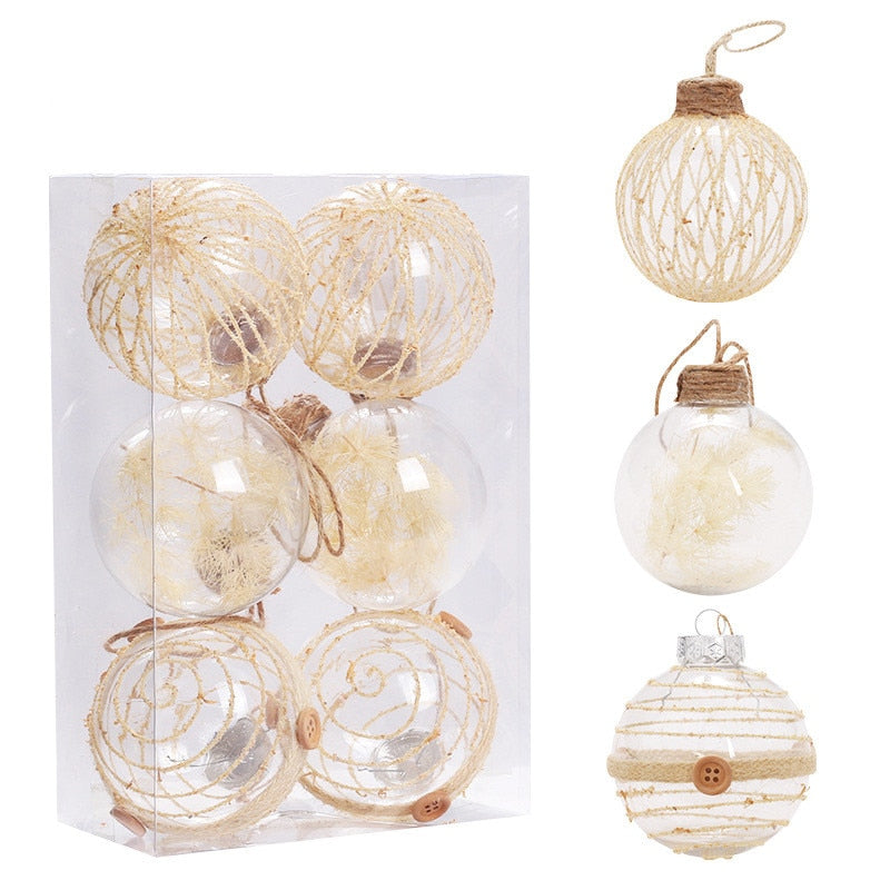 Linen Gold Transparent Christmas Balls