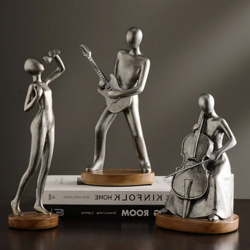 Abstract Musician Figurines - Resin Cello & Guitar Sculptures abstract musician figurine artistic home accessories cellist sculpture ornament Figurine guitarist figurine Lamp music lover gift resin sculpture home decor Sculpture
